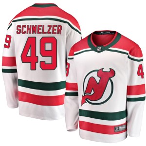 New Jersey Devils Ryan Schmelzer Official White Fanatics Branded Breakaway Adult Alternate NHL Hockey Jersey