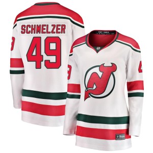 New Jersey Devils Ryan Schmelzer Official White Fanatics Branded Breakaway Women's Alternate NHL Hockey Jersey