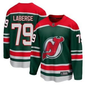 New Jersey Devils Samuel Laberge Official Green Fanatics Branded Breakaway Adult 2020/21 Special Edition NHL Hockey Jersey