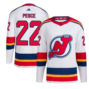 New Jersey Devils Brett Pesce Official White Adidas Authentic Adult Reverse Retro 2.0 NHL Hockey Jersey