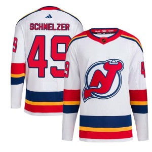 New Jersey Devils Ryan Schmelzer Official White Adidas Authentic Youth Reverse Retro 2.0 NHL Hockey Jersey